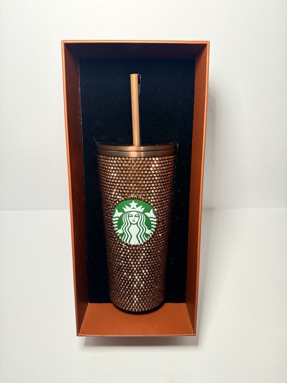 Starbucks Thailand 25th Anniversary COPPER BLING Rhinestone 16oz Cold Cup BNWT